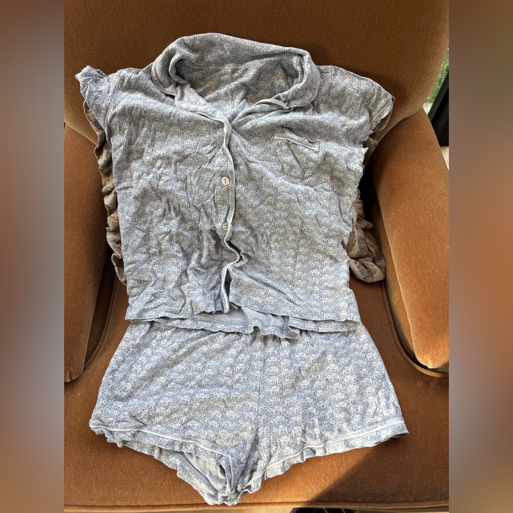 ROBERTA ROLLER RABBIT Grey Elephant Short Pajama Set